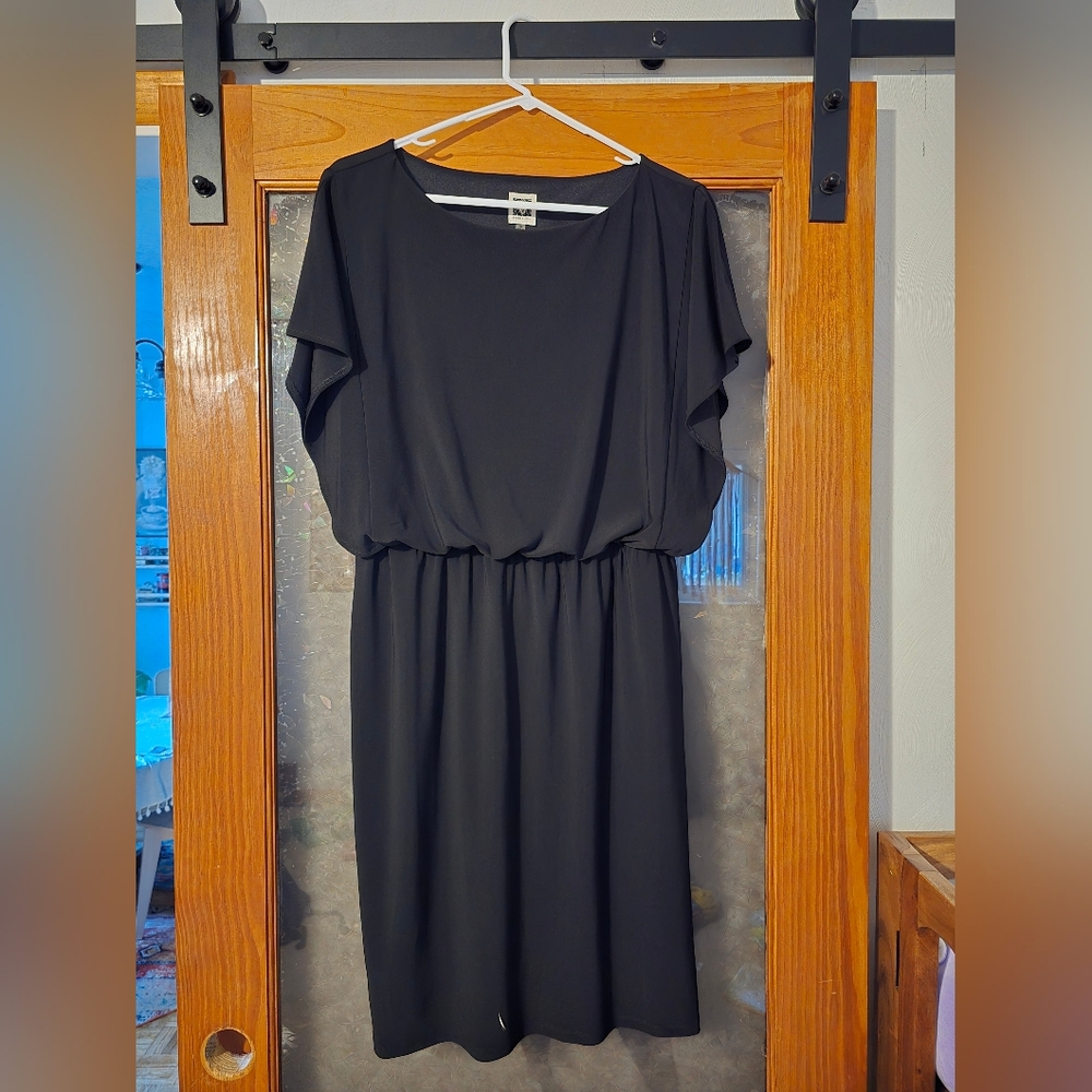 Anne Klein Black Midi Dress with Flutter Sleeves